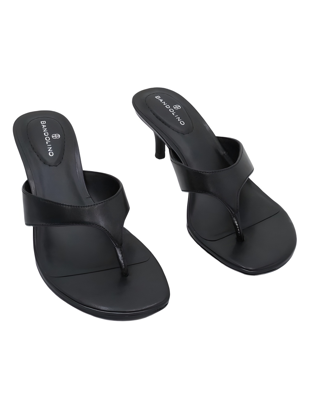 Bandolino Ammer Black 2" Kitten Heel Thong Sandals Size 7M